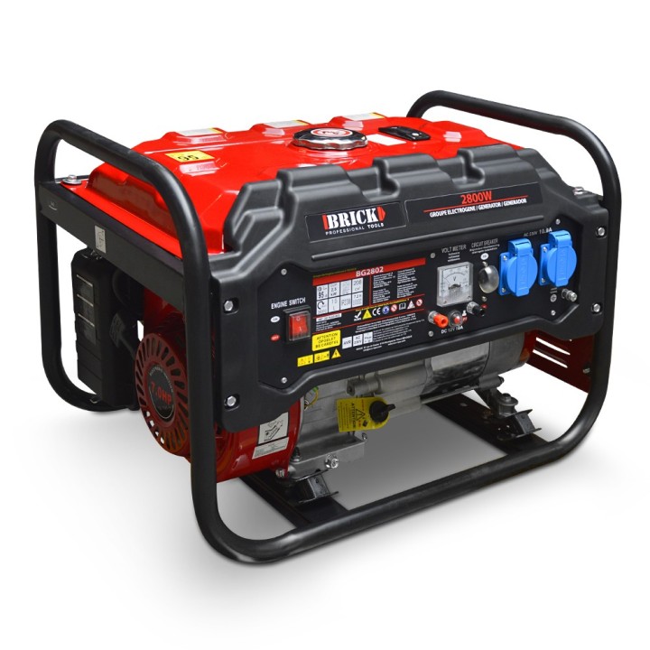 Groupe électrogéne max 2800W - Essence - 2 prises - AVR - Brick