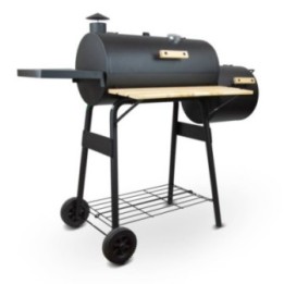 Barbecue charbon de bois, fumoir avec roues et thermométre, surface de cuisson 59x25.5cm